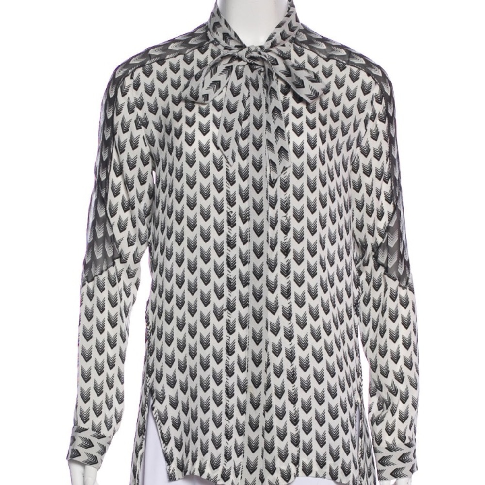 Rag & Bone Silk Printed Bow Blouse
